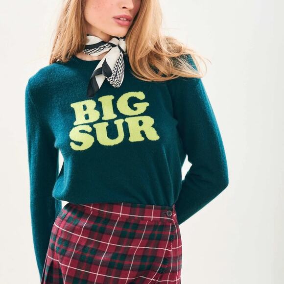 Jumper 1234 100% Cashmere Big Sur Crew in Bottle and Acid Green Size 1 / XS - Picture 1 of 5